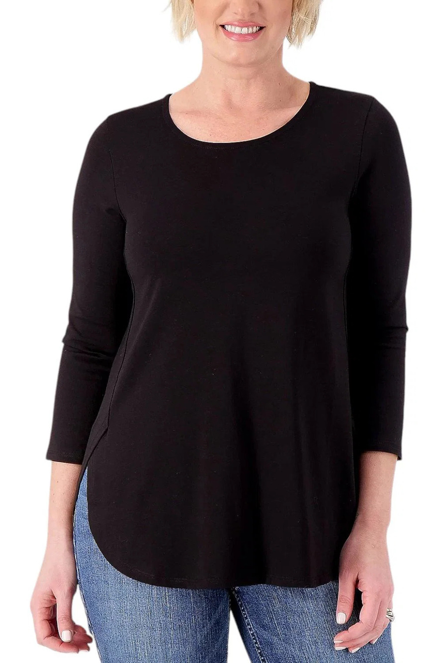 Susan Graver Weekend Essentials Comfy Tunic Black - Regular